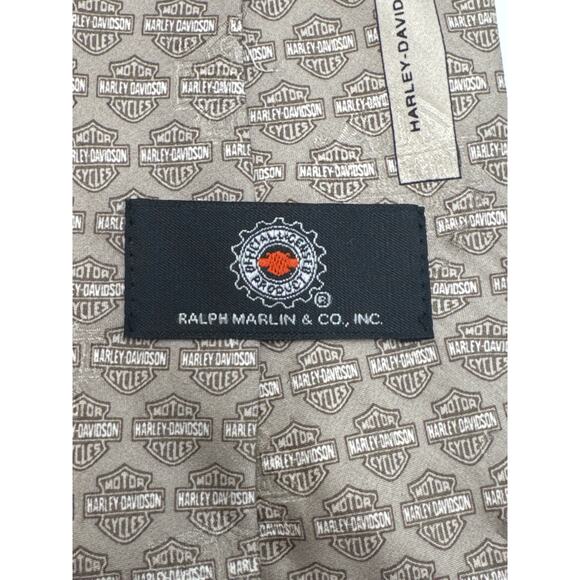 Harley Davidson Silk Necktie Tonal Logo Ralph Marlin Co. 58in - Picture 4 of 7